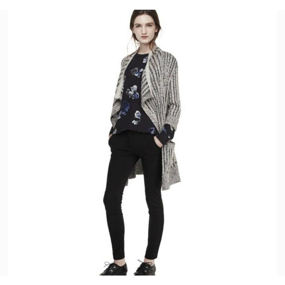 Thakoon Design Nation Cardigan Variegated Drape Waterfall Open Sweater Size XL